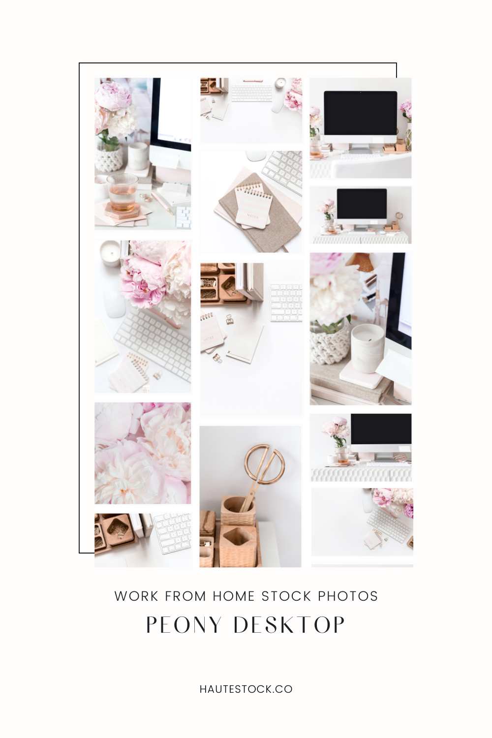 Pink peony home office styled stock photos for feminine brands