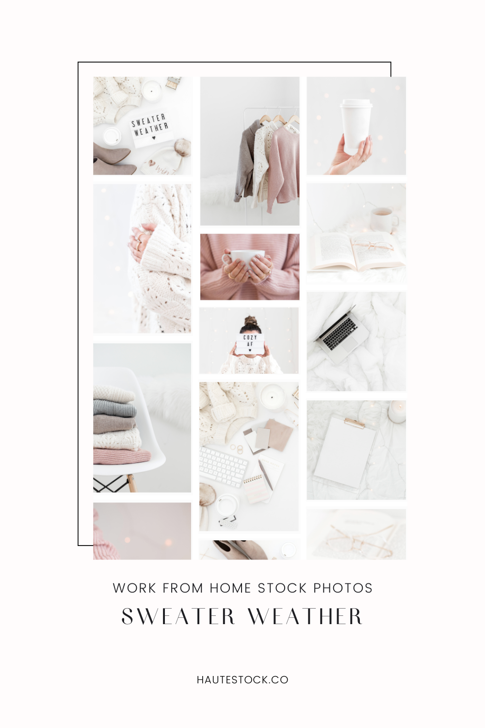 White and blush work from home stock photos for female entrepreneurs