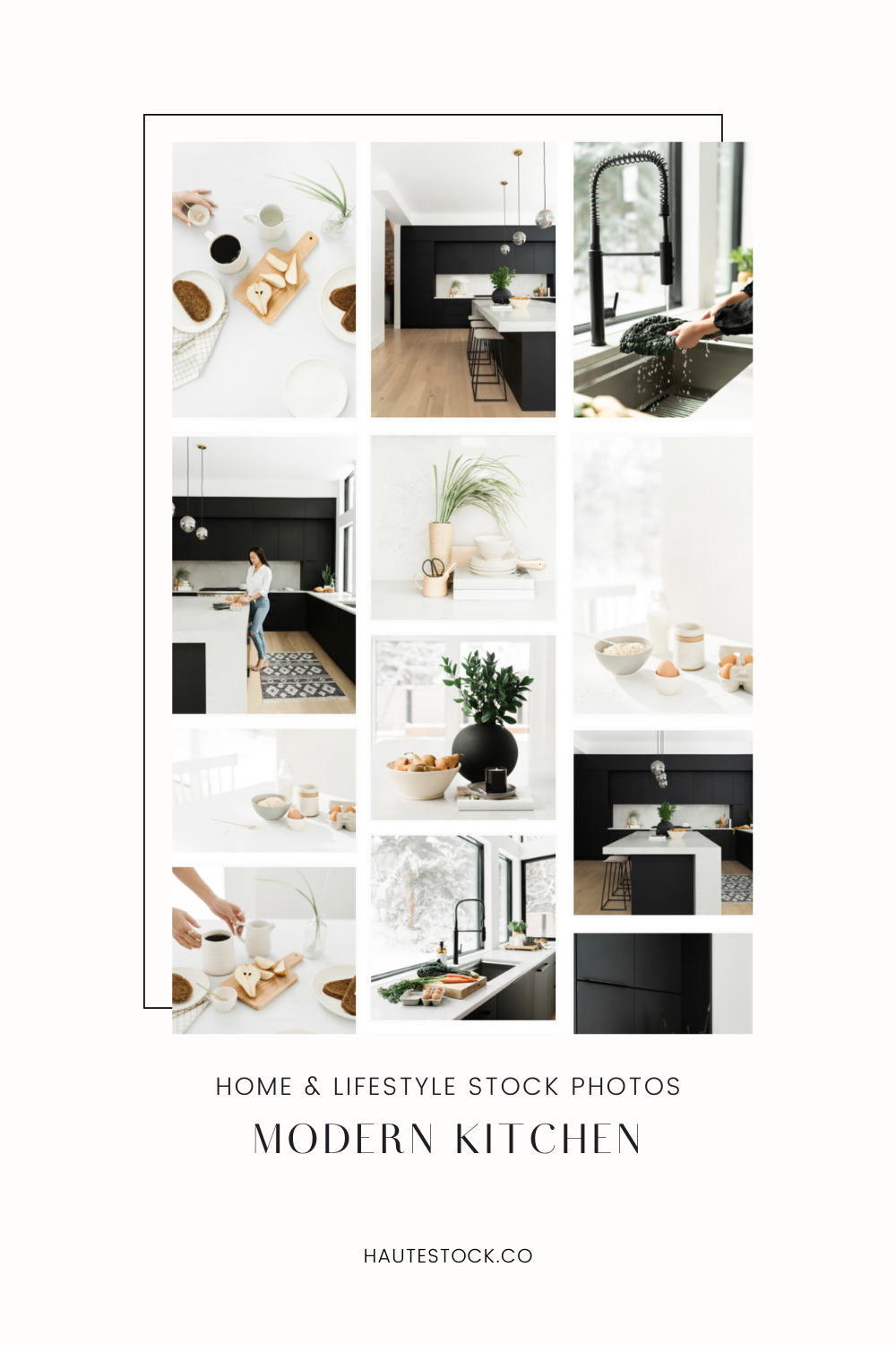 Modern black and white kitchen stock photos