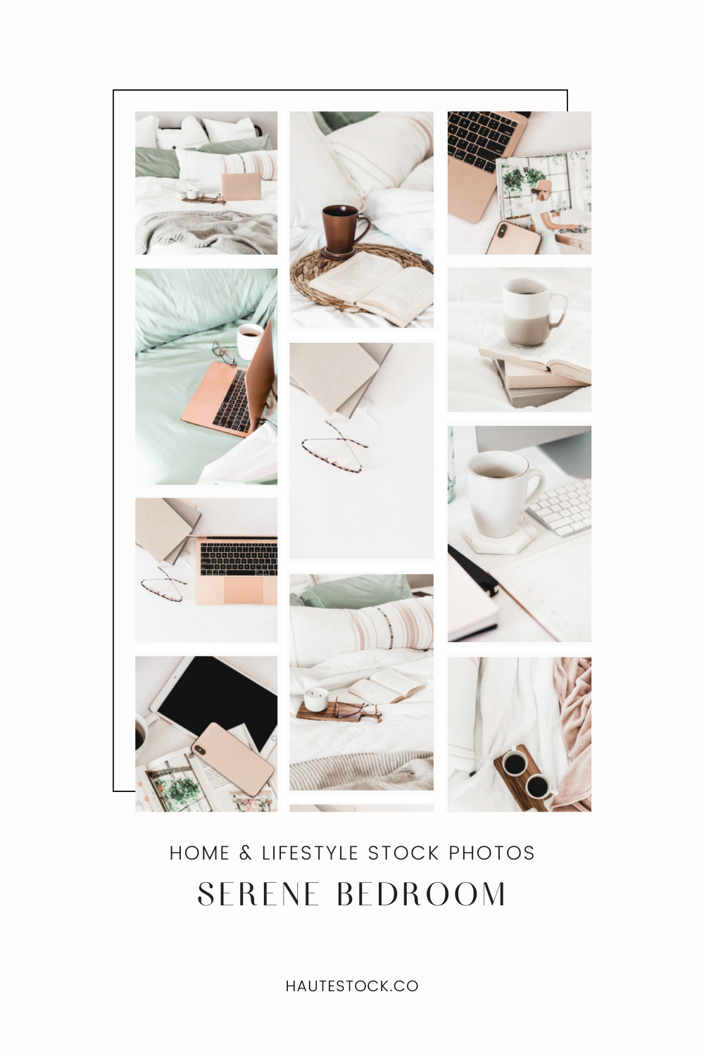 Mint Green and Blush Work from home styled stock images