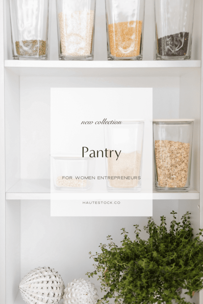 Stock image featuring pantry shelf filled with organic and healthy food.