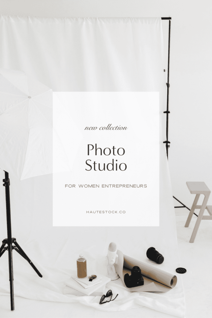 Content creator stock images featuring a photo studio with: backdrop, light and shoot props.