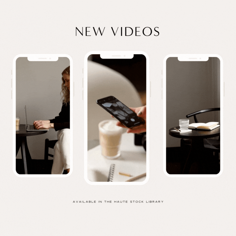 Stock Videos for reels from Haute Stock's Academia Collection featuring woman working, creative planning, tech videos, coffee, and stylish interiors.