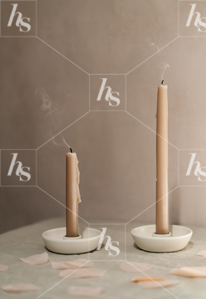 Minimal styled stock photos of candles in neutral color