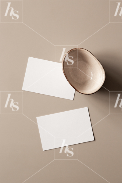 Business card mockup on taupe background as part of Haute Stock Mockups collection