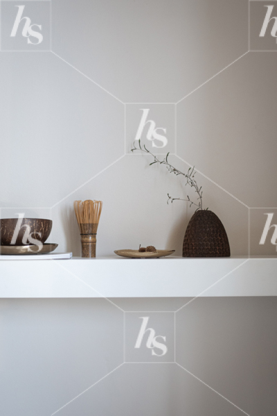 Styled home photo of home decor on shelf, perfect for interior designers and realtors 