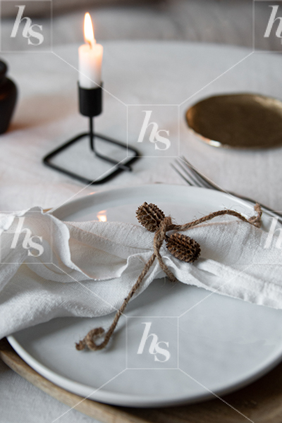 Stock image of holiday styled table setting for event planners
