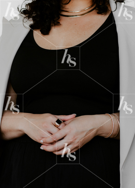 fashion stock photos of woman in black wearing rings