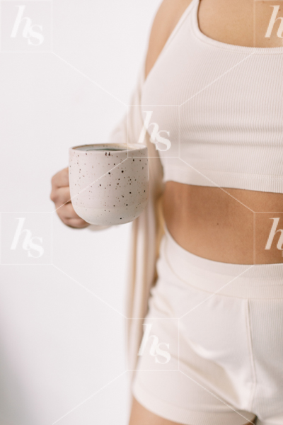 Woman having her morning coffee, perfect image for your health and wellness branding