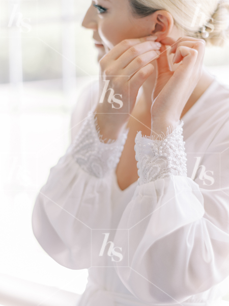 Stylish stock image of a bride getting ready for her wedding day.