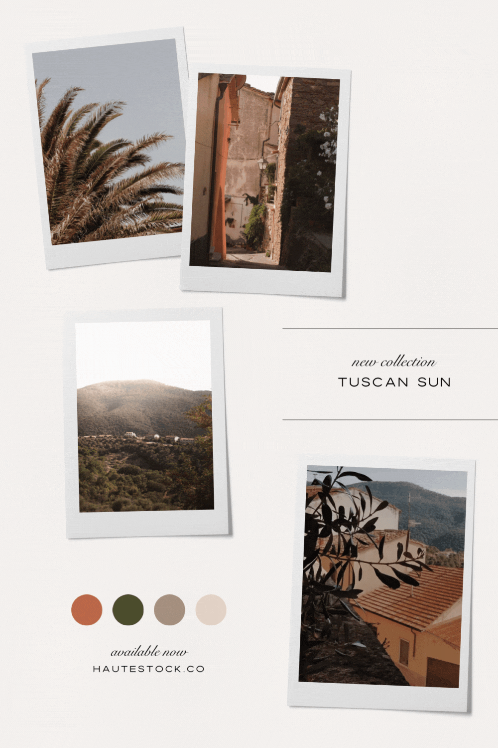 Mood Board for Tuscan sun, a new collection of summer travel photos & videos in Tuscan countryside and sandy beaches.