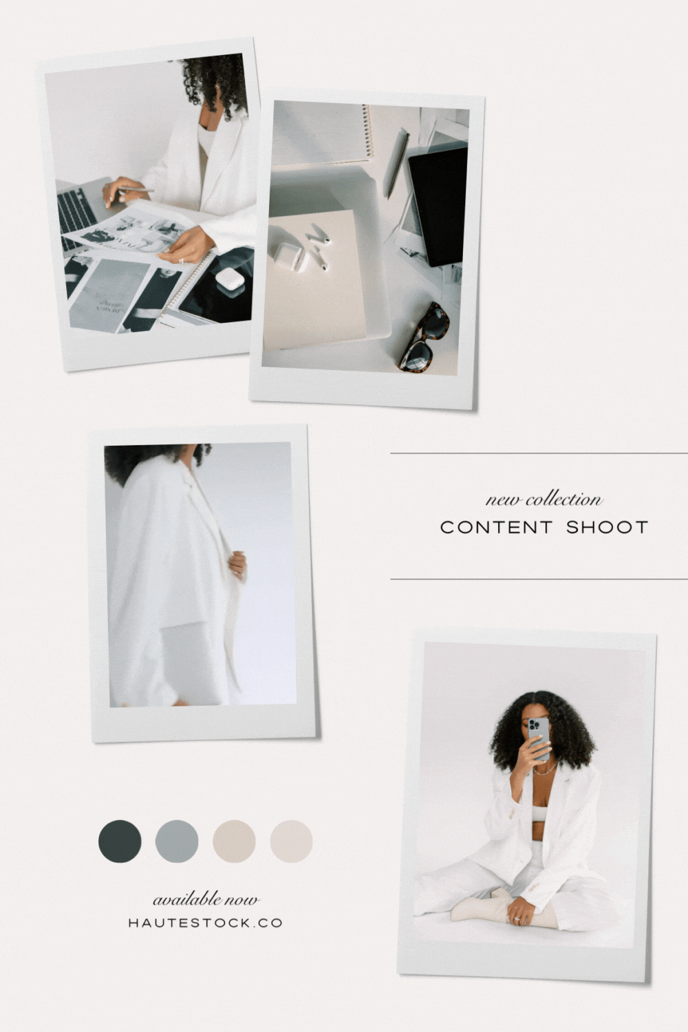 Moody, editorial workspace imagery from Haute Stock in a white color palette. These stock photos and stock videos are perfect to use on social, Pinterest, or your website.
