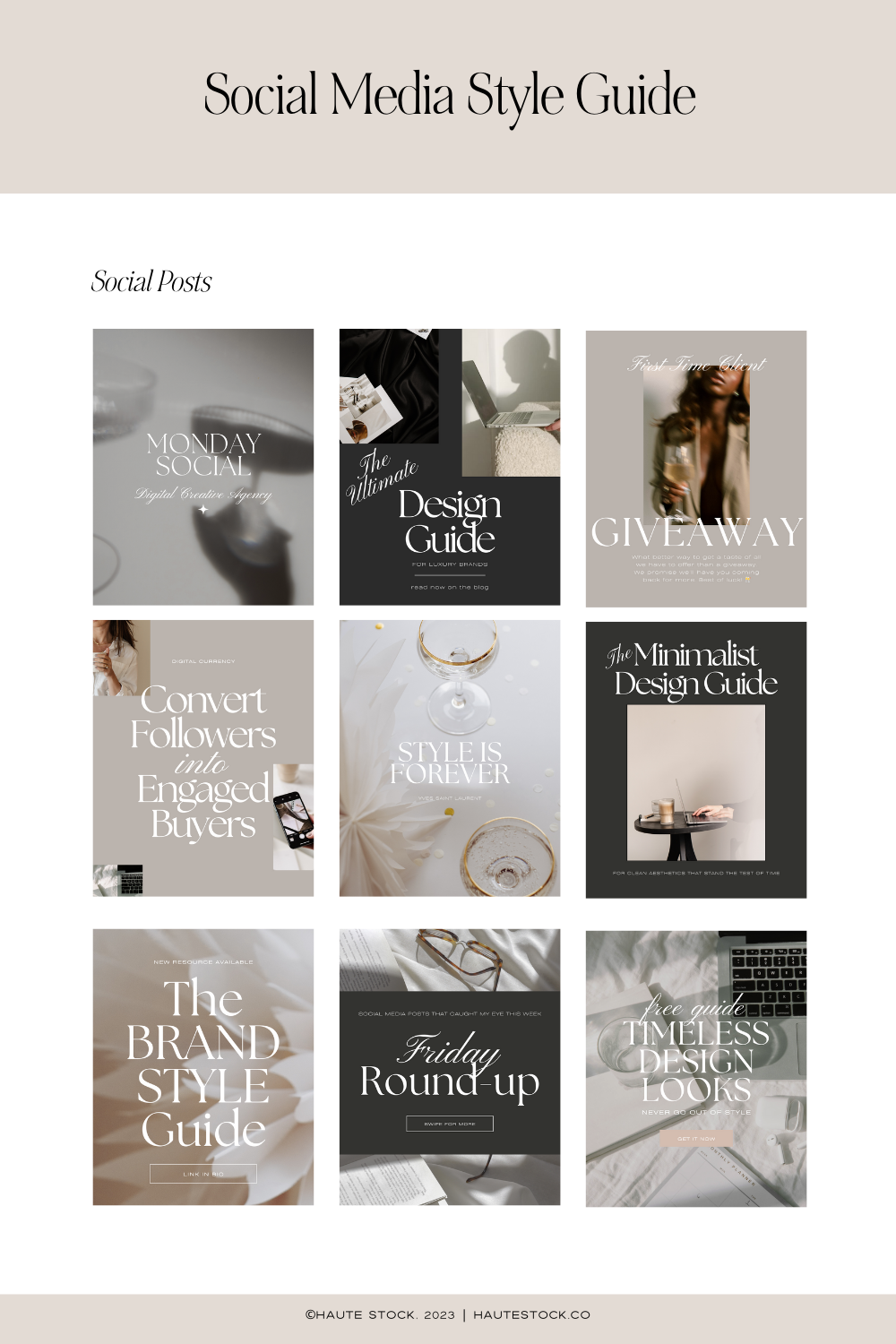 Style guide image featuring a brand's cohesive social templates.