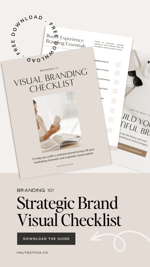 opt-in for haute stock's free download of their guide: strategic brand visual checklist