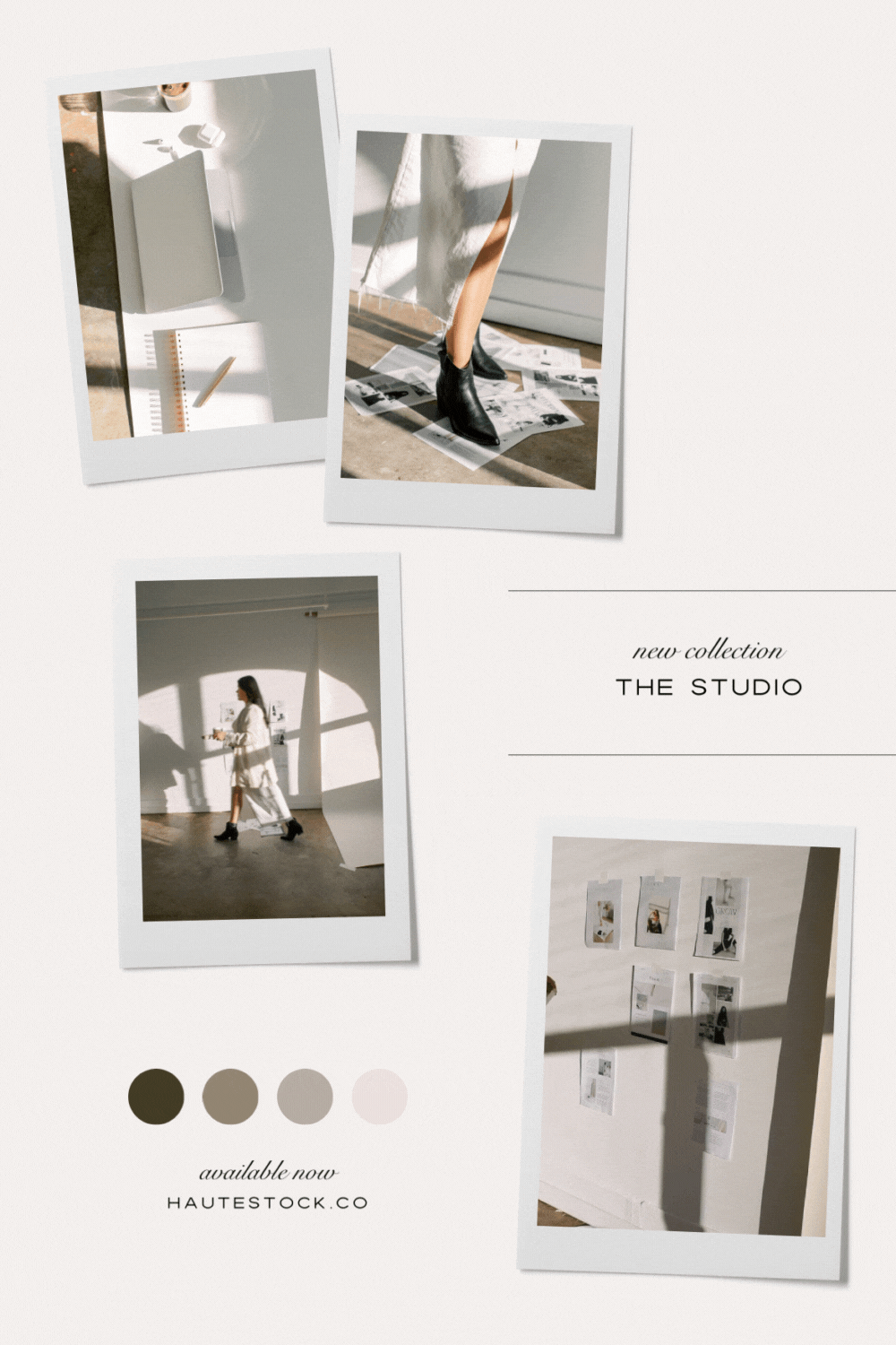 Moodboard for Haute Stock's newest collection, the Studio. An elevated workspace stock photos and videos for creative designers