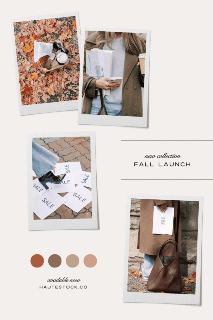 Mood board for Fall Launch collection, offering editorial-style autumn visuals to enhance your seasonal sales campaigns and marketing!