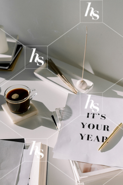 "It's Your Year" paper on desk, part of Haute Stock's manifesting stock images collection