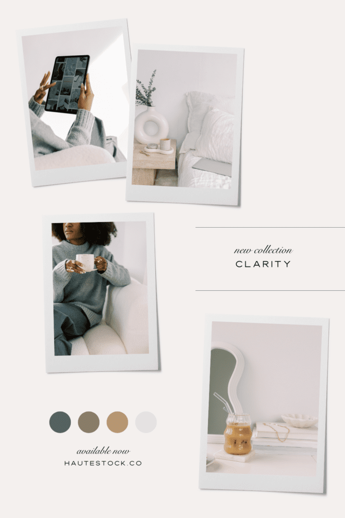 Be inspired by the Clarity moodboard, merging workspace and lifestyle aesthetics in gentle white and gray shades. Ideal for crafting a balanced, contemporary look.