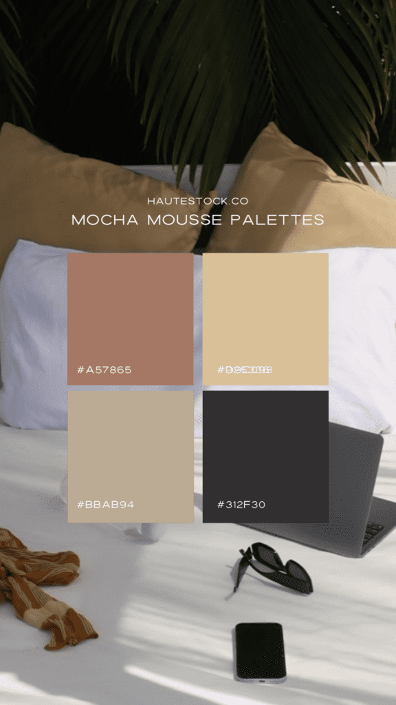 Balance rustic charm and modern aesthetics with this curated color palette highlighting Pantone’s Mocha Mousse. Ideal for creating branding or content that feels grounded and fresh. Save this for your next project!