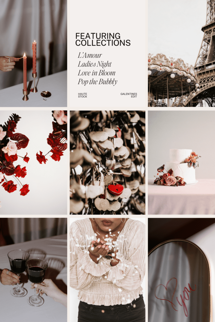 To create a cohesive and professional look for Galentine’s Day, stick to a consistent color palette with classic pinks and reds while staying true to your brand. 