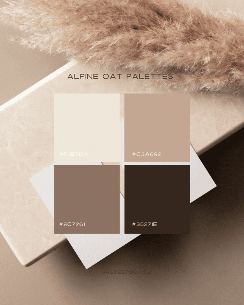 Alpine Oat, a warm creamy neutral, is perfect for minimal, elevated, and organic branding. This trending Pinterest 2025 color adds a sophisticated touch to your content, making it feel clean, modern, and timeless. 