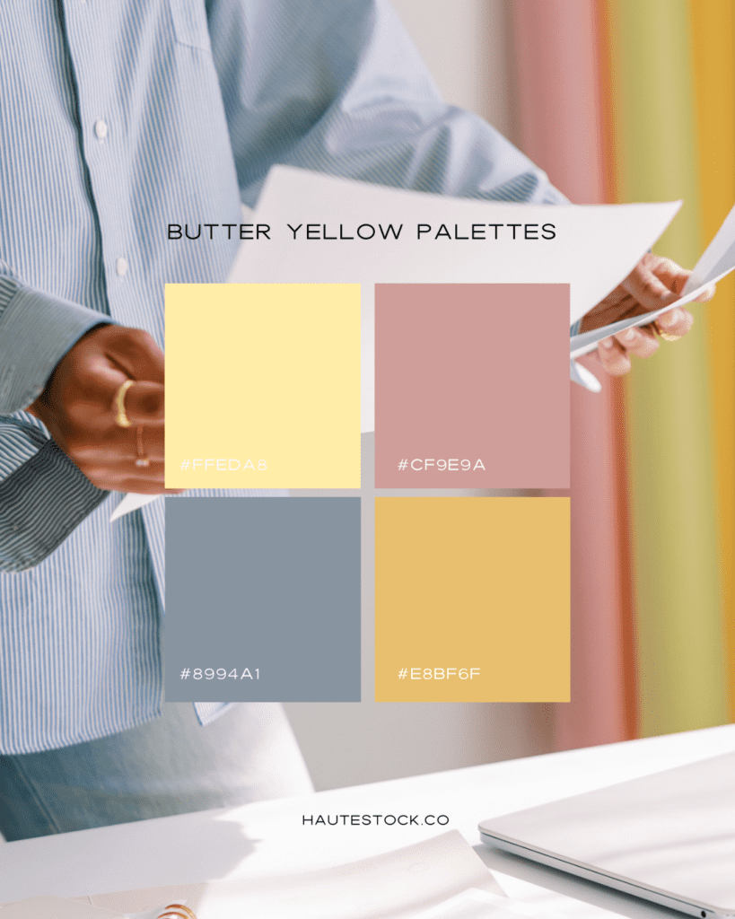 Butter Yellow, a soft, dreamy pastel with a hint of playfulness, is perfect for creating warm, inviting backgrounds and feminine branding. When it comes to creating visually appealing content, this trending Pinterest 2025 color can boost engagement and add a refreshing touch to your brand. Explore color palette inspiration using Butter Yellow to elevate your Pinterest strategy.
