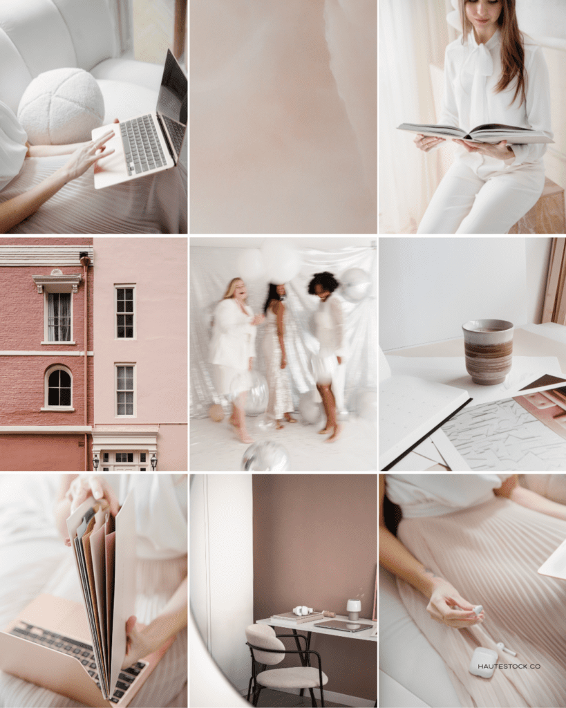 Create a brand that feels graceful and beautiful with the Feminine visual brand style. Featuring delicate hues, soft typography, and romantic details —this aesthetic is perfect for wedding planners, lifestyle bloggers, and beauty brands!