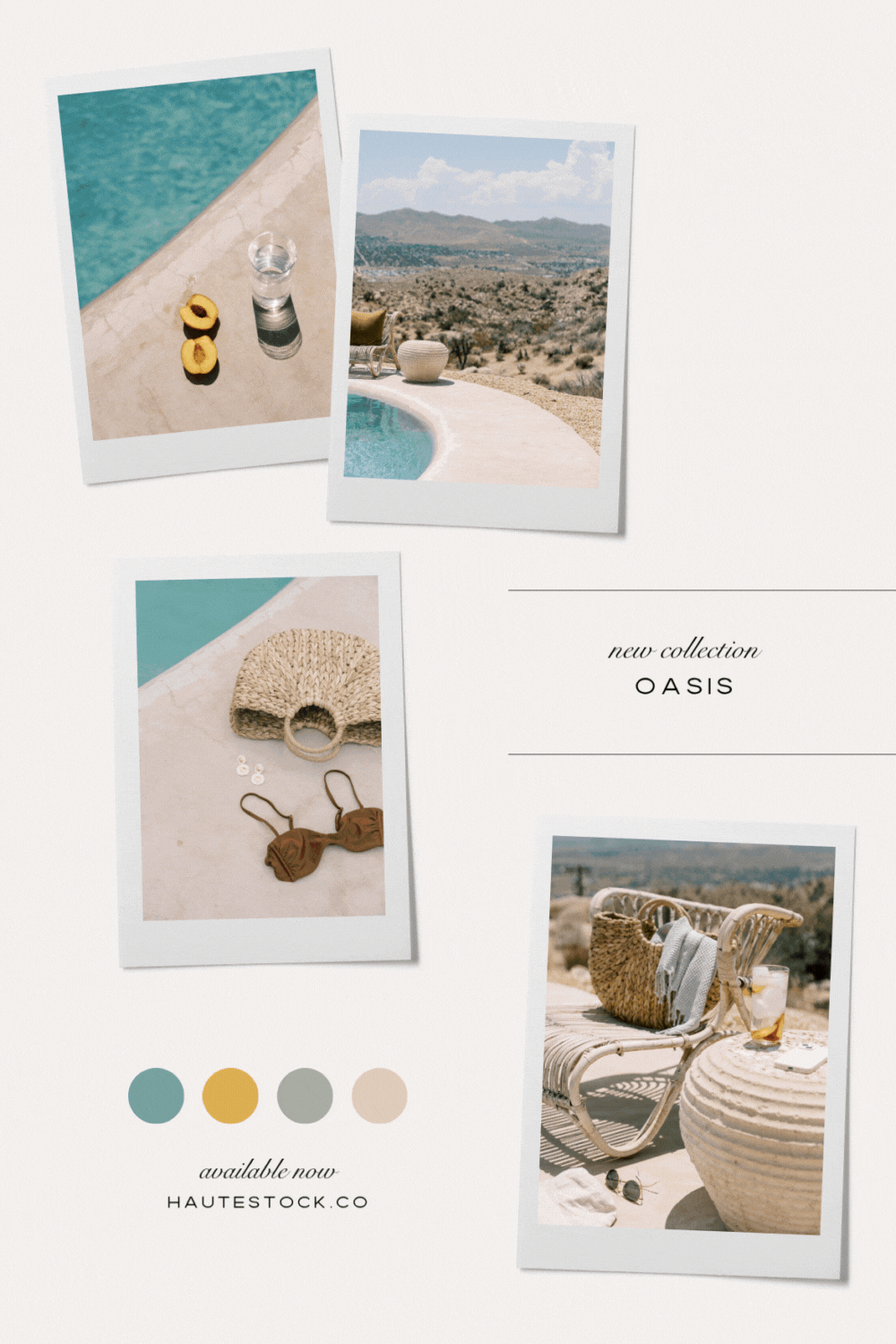 Moodboard of moody summer aesthetic stock photos designed for creative brands, interior pros, and lifestyle marketers. From poolside stills and woven textures to rich desert tones and cozy interiors, this curated set brings together warmth, calm, and laid-back luxury.