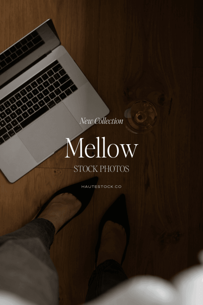 Mellow modern brand stock images collection featuring laptop, wine glass, and minimalist workspace flatlay for calm storytelling.