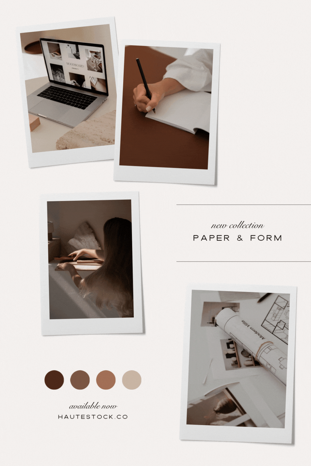 Neutral moodboard flatlay with fabric swatches, sketches, and paper textures — textured imagery for creatives and modern brands.