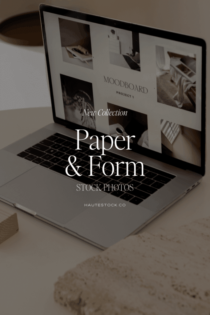 Minimal workspace featuring a laptop, design sketches, and neutral textures — textured imagery for creatives and modern brands.