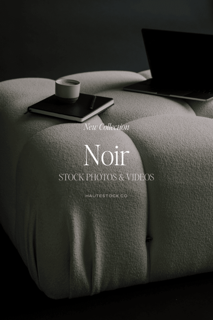 Minimal neutral workspace with coffee cup, notebook, and laptop — bold business branding photography for entrepreneurs.